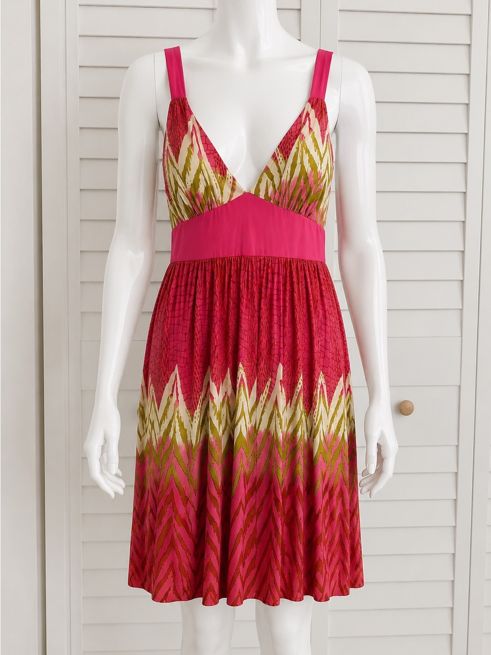 Pink Printed V-Neck Sundress